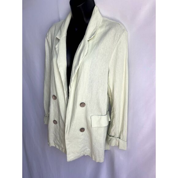 Stitch + Feather Linen Sage Green Blazer Size M Essential Formal Lagenlook - Picture 4 of 9